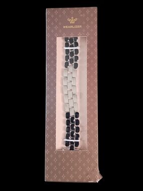 * Wearlizer Silver and Black Link Watch Band - Polished Two-Tone (Smartwatches)